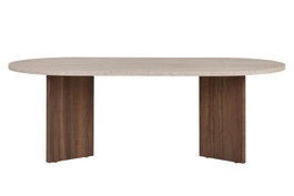Hanah Home Mesa de Café Sable, Travertino y Nogal, Tablero de Melamina 18 mm, 119x60x40 cm